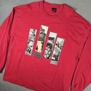 Vintage‎ Y2K Hard Knocks Graffiti T-Shirt Mens 3XL Streetwear Red Long Sleeve